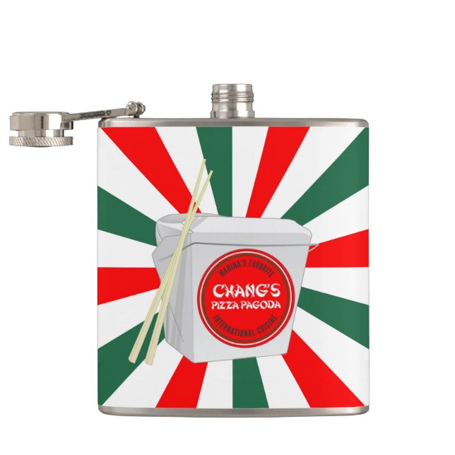 Chang's Pizza Pagoda, a Hawaii landmark since 1964 Hip Flask (Opened)