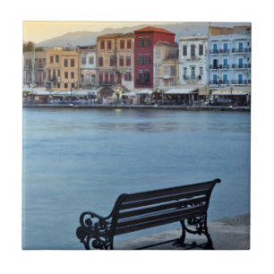 Chania at dusk, Chania, Crete, Greece Tile