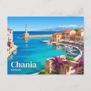 Chania Old Venetian Harbour Greece Postcard