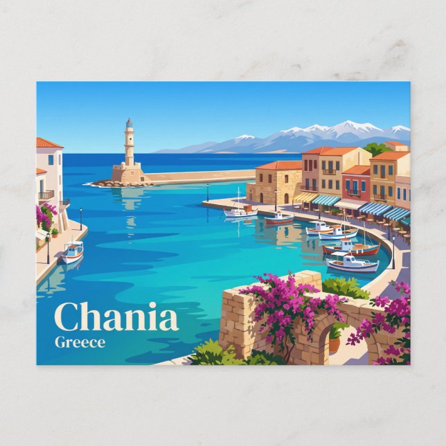Chania Old Venetian Harbour Greece Postcard (Front)