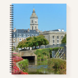 Channel and church at Vannes in France Postcard Me Notebook