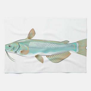 Channel catfish game fish farm fish seafood market tea towel