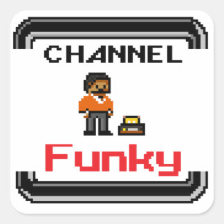 Channel Funky Pixel Art Square Stickers