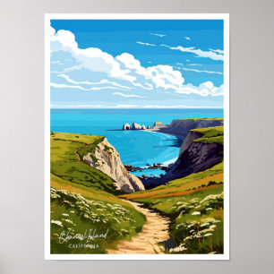 Channel Islands California travel illustration Poster