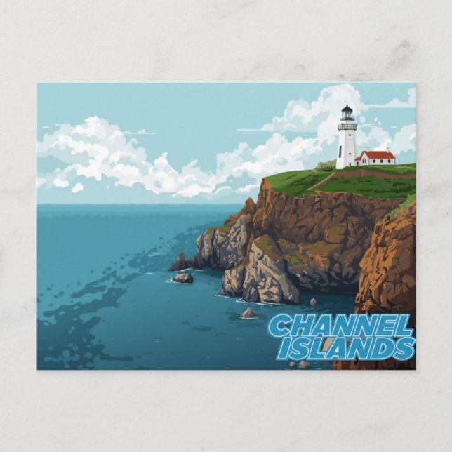 Channel Islands Lighthouse Coastal Art Postcard (Front)