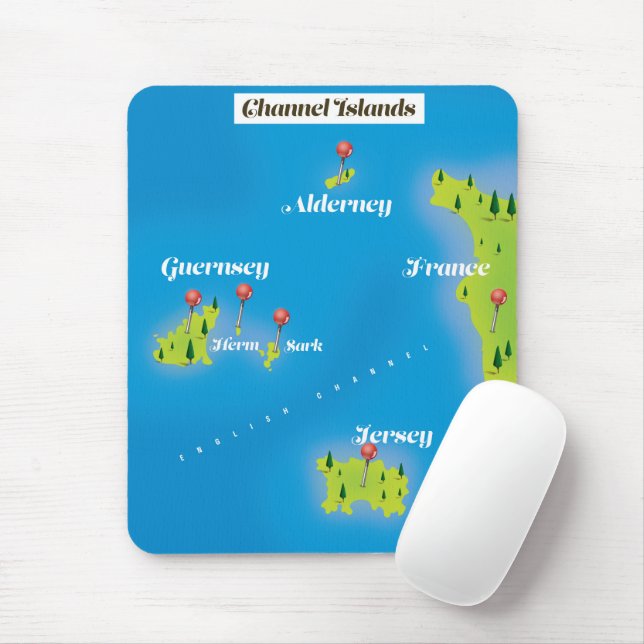 Channel Islands Map poster. Mouse Pad (With Mouse)