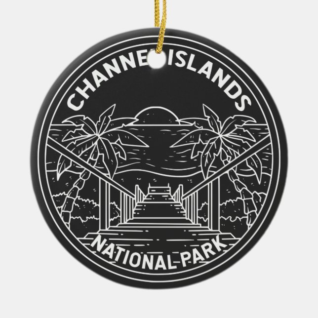 Channel Islands National Park California Monoline  Ceramic Tree Decoration (Front)