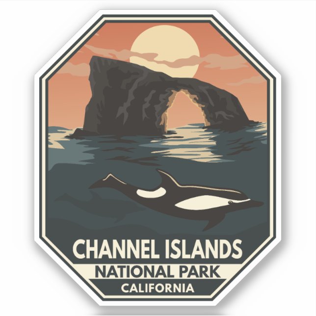 Channel Islands National Park Dolphin Retro Emblem (Front)