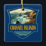 Channel Islands National Park Illustration Travel  Ceramic Ornament<br><div class="desc">Channel Islands vector artwork design. The park comprises 5 ecologically rich islands off the Southern California coast.</div>