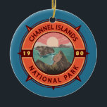 Channel Islands National Park Retro Compass Emblem Ceramic Tree Decoration<br><div class="desc">Channel Islands vector artwork design. The park comprises 5 ecologically rich islands off the Southern California coast.</div>