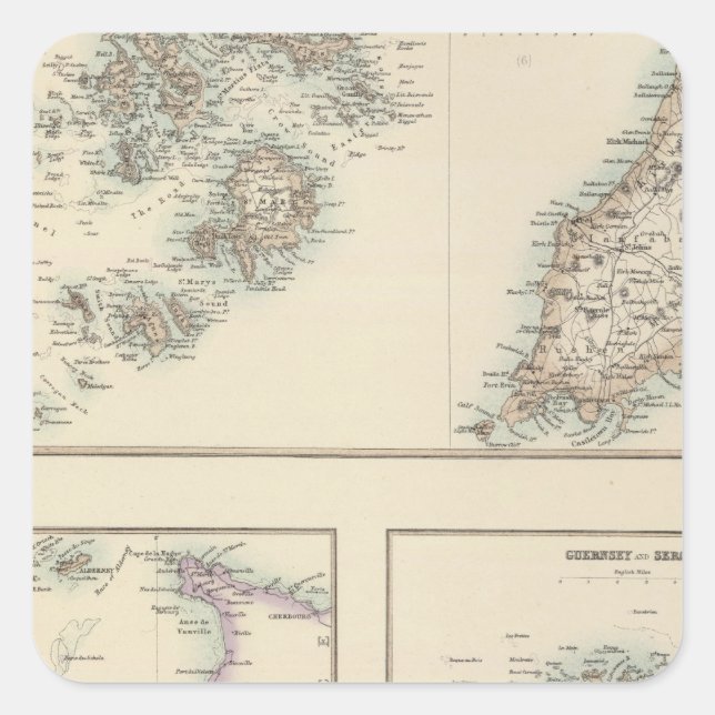 Channel Islands, Scilly Islands, and Isle of Man Square Sticker (Front)