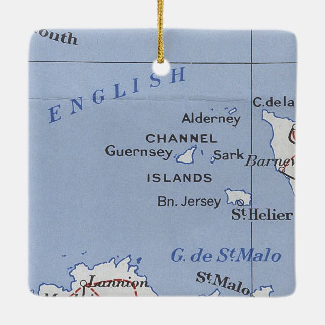 Channel Islands Vintage Map Ceramic Ornament (Back)
