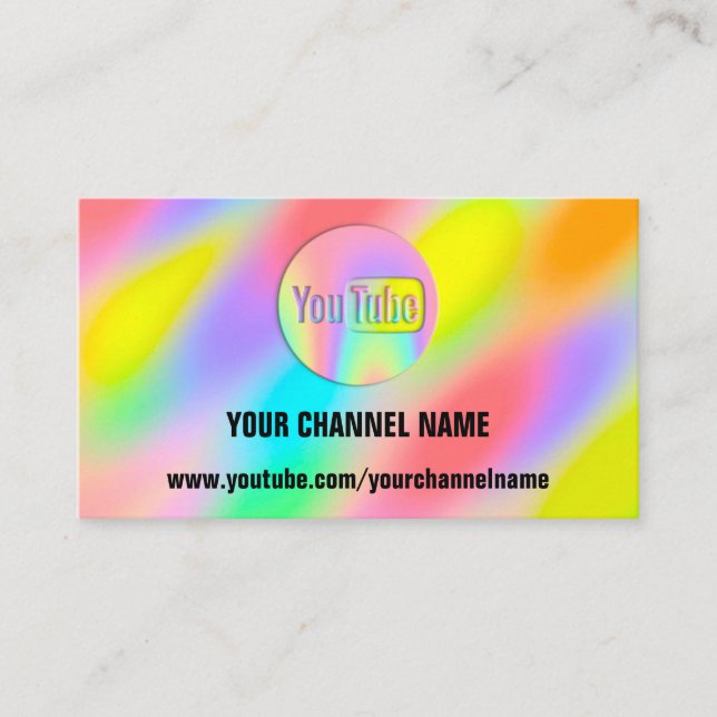 CHANNEL NAME YOU TUBER LOGO QR CODE RAINBOW  VIP BUSINESS CARD (Front)