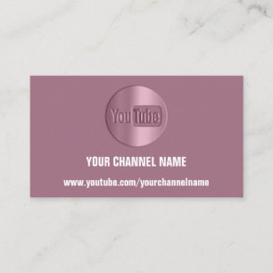 CHANNEL NAME YOU TUBER LOGO QR CODE ROSE VIOLET BUSINESS CARD