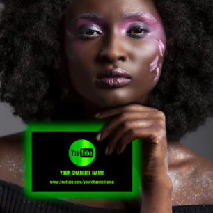 CHANNEL NAME YOUTUBER LOGO QR CODE BLACK GREEN  BUSINESS CARD