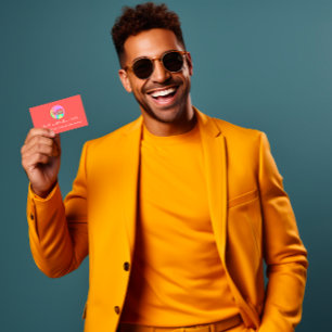 CHANNEL NAME YOUTUBER LOGO QR CODE CORAL BUSINESS CARD