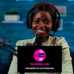 CHANNEL NAME YOUTUBER LOGO QR CODE PINK BLACK  BUSINESS CARD