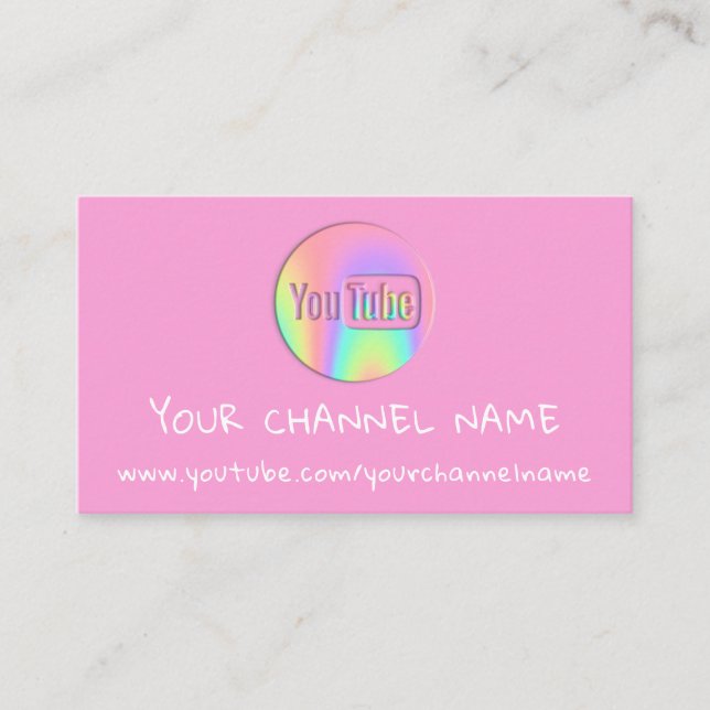 CHANNEL NAME YOUTUBER LOGO QR CODE PINK BUSINESS CARD (Front)