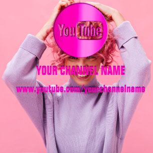 CHANNEL NAME YOUTUBER LOGO QR CODE PINK WHITE  BUSINESS CARD