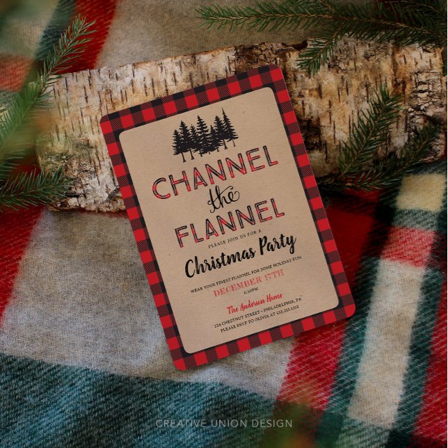 Channel The Flannel Christmas Party Invitation (channel the flannel christmas party)