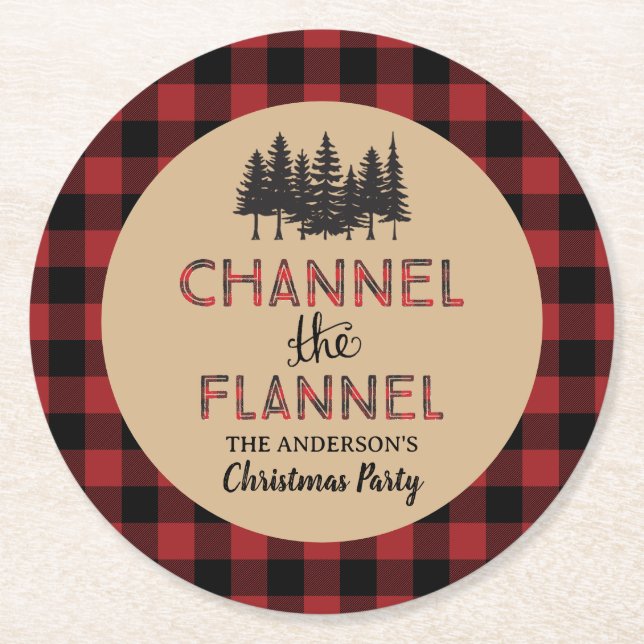 Channel The Flannel Christmas Party Paper Coasters (Front)