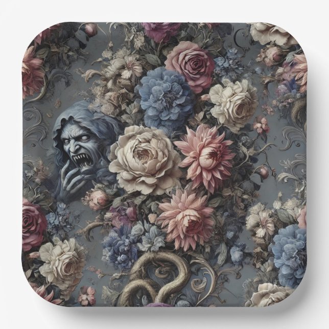 Channeling the Veil – Gothic Victorian Paper Plate (Front)