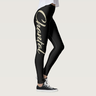 Chantal white gold Handwriting trousers Leggings