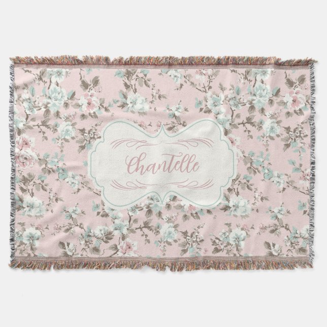 Chantelle Pink Vintage Rose  Throw Blanket (Front)