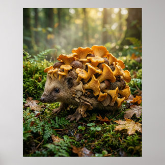 Chanterelle Mushroom Porcupine Poster