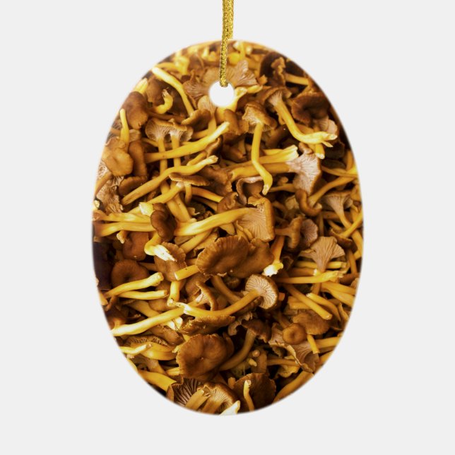 Chanterelles at Hakaniemi Market Hall Ceramic Tree Decoration (Front)