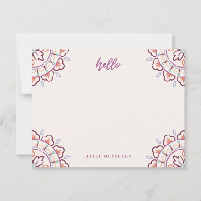Chantilly Boho Mandala Stationery - Plum Card (Front)