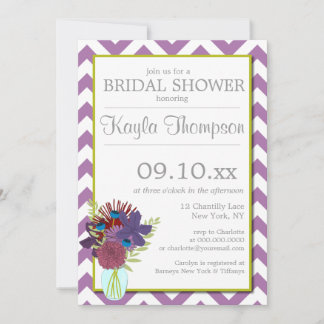 Chantilly Mason Jar Chevron Bridal Shower Invite