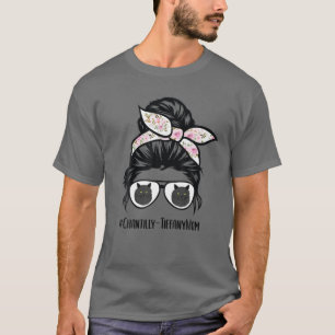 Chantilly-Tiffany Cat Mum Messy Bun Hair Glasses T-Shirt