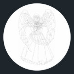 Chanukah Angel Classic Round Sticker<br><div class="desc">Original artwork by Thedustyphoenix.</div>