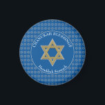 CHANUKAH BLESSINGS | Star of David | Hanukkah Magnet<br><div class="desc">Stylish CHANUKAH BLESSINGS fridge magnet with faux silver Star of David in a tiled pattern and a faux gold and silver Star of David at the centre. The background colour is Tekhelet Blue. The text reads CHANUKAH BLESSINGS at the top and HANUKKAH SAMEACH at the bottom. Both are CUSTOMIZABLE if...</div>