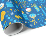 Chanukah Celebrating Gelt Jewish Stars Snowflakes Wrapping Paper<br><div class="desc">Add some holiday colour and sparkle with this fun Chanukah wrapping paper design. Appropriate for children or adults, corporate or family gift wrap needs. There are coordinating gift bags, tissue paper, and ribbon for a complete Chanukah look, or you can mix and match with our other Chanukah wrapping paper patterns....</div>