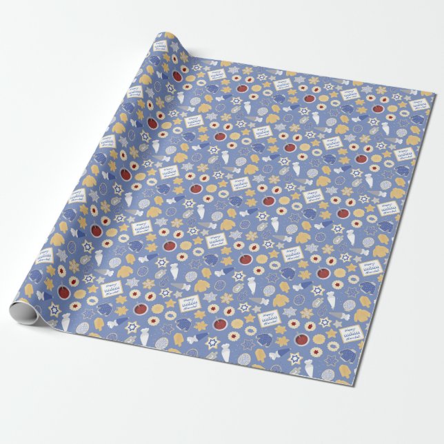 Chanukah cookie party wrapping paper (Unrolled)