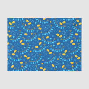 Chanukah Dreidel Banners Gelt Gifts Blue Tissue Paper