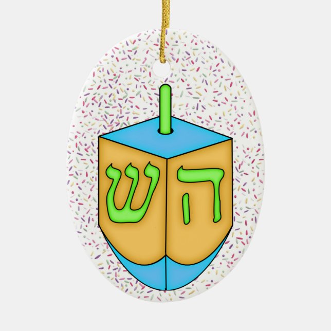 Chanukah Dreidel Ceramic Tree Decoration (Front)