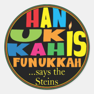 Chanukah/Hanukkah "HanukkahFunukka" Stickers Round