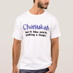 Chanukah Hocking a Loogie T-Shirt<br><div class="desc">Chanukah can be spelled many ways,  and occasionally people will even pronounce it wrong. Help everyone out with this t-shirt "Chanukah,  Say it like you're hocking a loogie."</div>