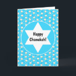 Chanukah Jelly Doughnuts Jewish Stars Snowflakes Card<br><div class="desc">This ribbon makes a lovely addition to your Chanukah gift wrapping. Or use it with solid colour paper as a contrast. Matching gift bags,  favour boxes,  and wrapping paper available.</div>