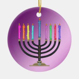 Chanukah Menorah Ceramic Tree Decoration