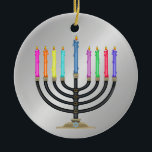 Chanukah Menorah Ceramic Tree Decoration<br><div class="desc">Have fun with these. Think themes! Play with background colours, add or delete text, and (for a bit of an extra fee) customise the back with images, colour, your logo / business info., etc.! These are also great for gifts or to use as the finishing touch of class on your...</div>