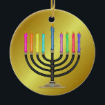 Chanukah Menorah Ceramic Tree Decoration<br><div class="desc">Have fun with these. Think themes! Play with background colours, add or delete text, and (for a bit of an extra fee) customise the back with images, colour, your logo / business info., etc.! These are also great for gifts or to use as the finishing touch of class on your...</div>