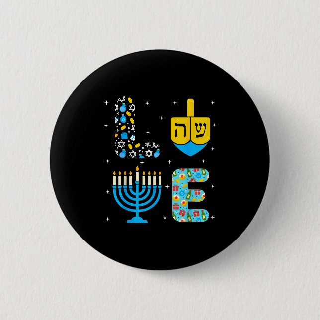 Chanukah Menorah Dreidel Icons Hanukkah Love Celeb 6 Cm Round Badge (Front)