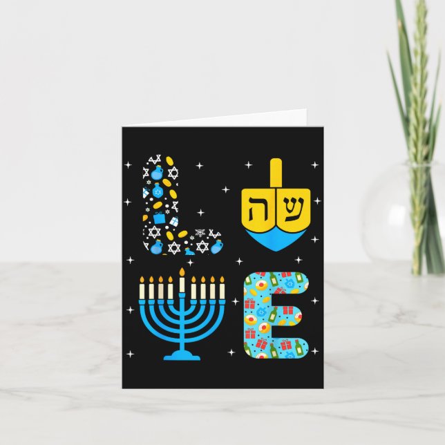 Chanukah Menorah Dreidel Icons Hanukkah Love Celeb Card (Front)