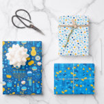 Chanukah Mixed Set of Jewish Stars Dreidel Candles Wrapping Paper Sheet<br><div class="desc">Sometimes you just have a few items to wrap for Chanukah, and you don't want to buy a huge roll of Chanukah wrapping paper that will linger in your closet for years. This selection of three Chanukah wrapping paper sheets is perfect for wrapping a few gifts. Three separate sheets of...</div>