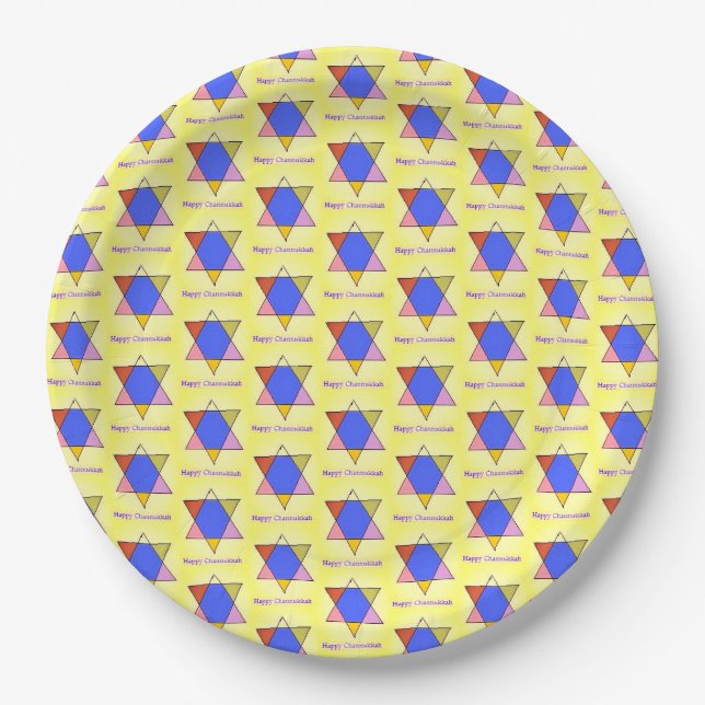 Chanukah Party Designer Paper Plates - Judaica (Front)