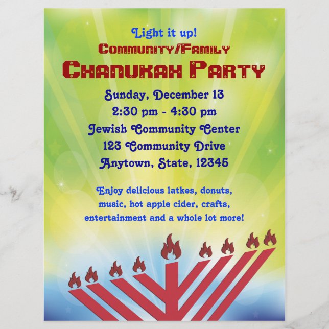 Chanukah Party Flyer (Front)